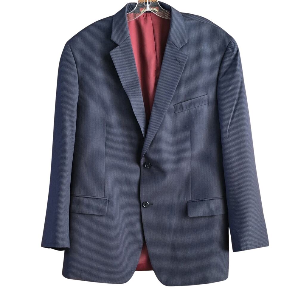 Michael Kors Mens Classic fit Sport Coat Blazer 46 R Blue Pinstripes